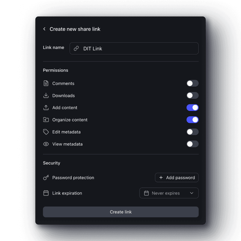 Granular file and folder permission controls for media sharing