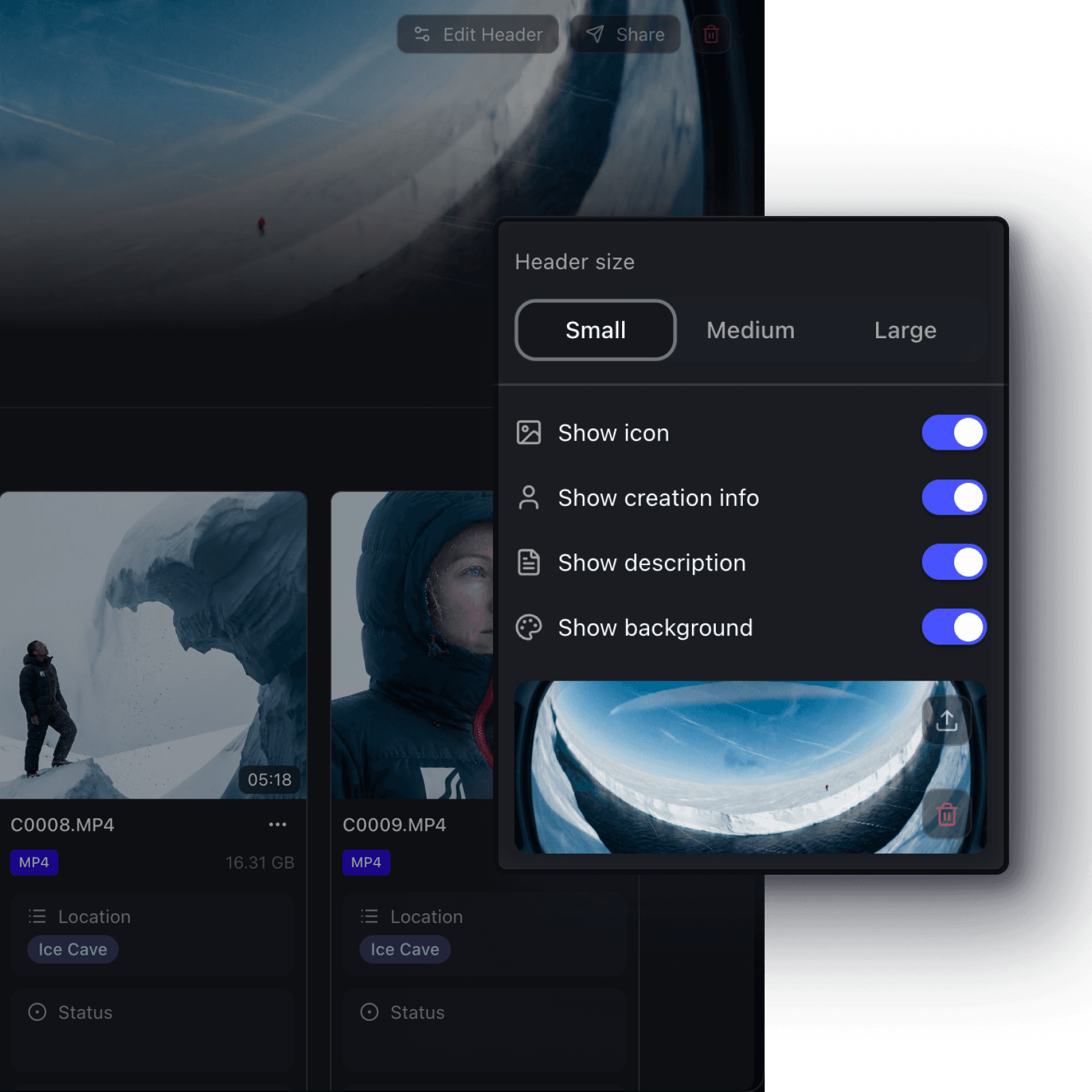 Custom branded media collection with logo and color theme applied