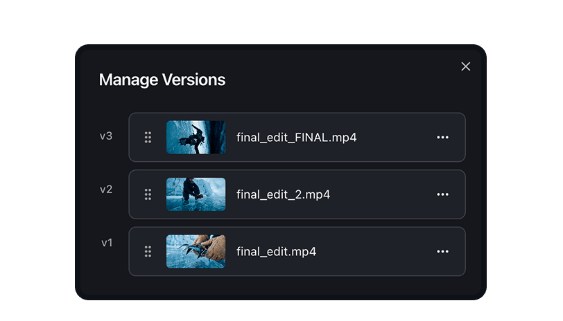 Version stack showing side-by-side comparison of video cuts